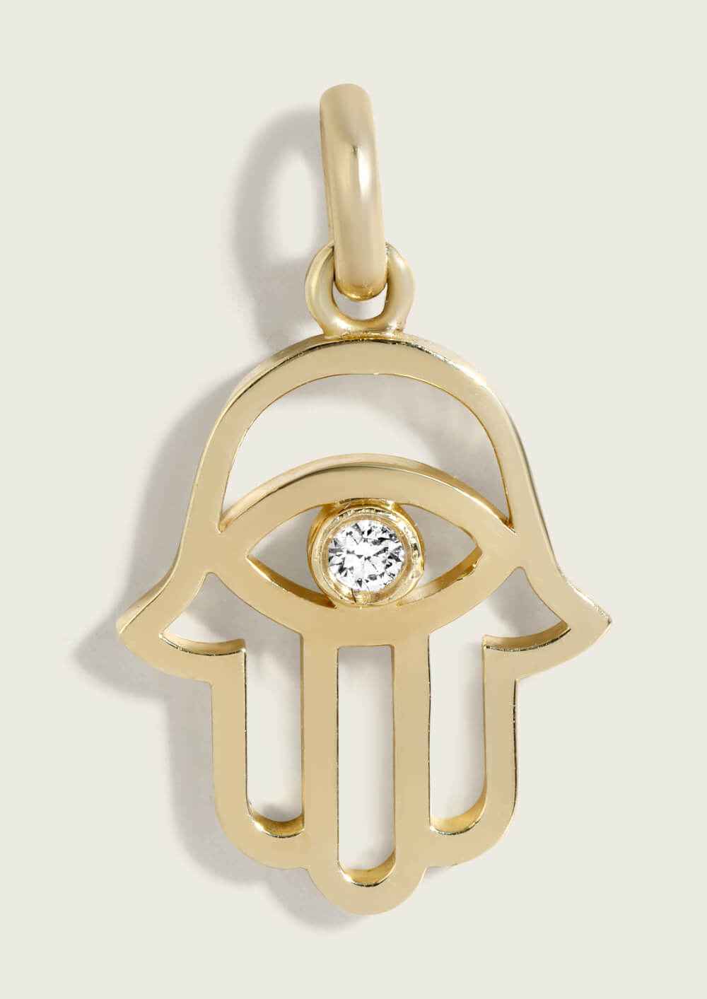 Small 14k Gold Solitaire Round Diamond Hamsa Pendant – Bella Vida
