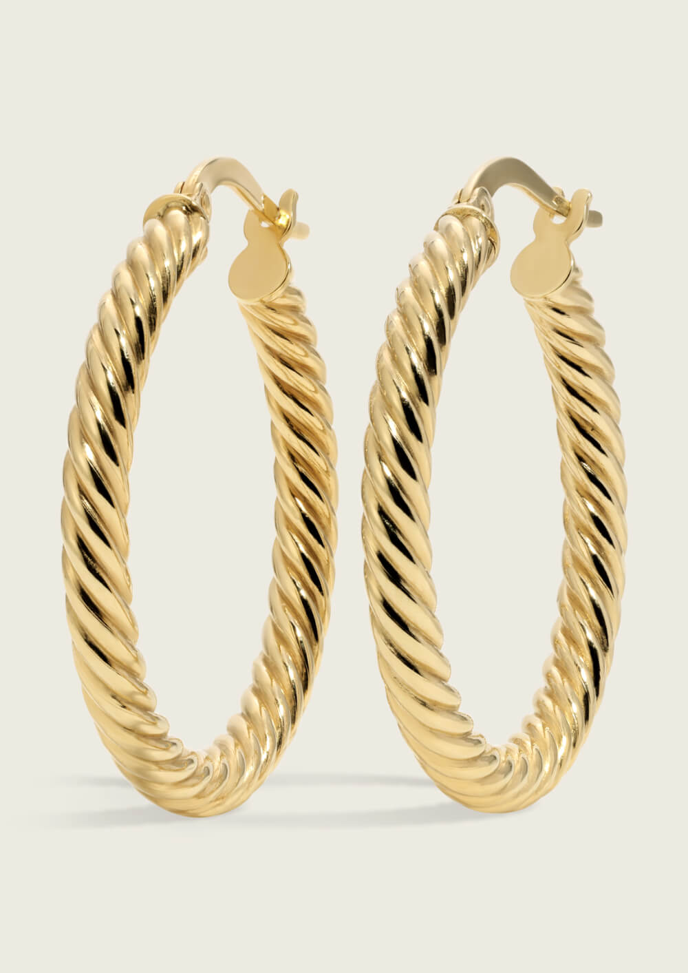 14k Gold Round Twisted Rope Hoop Earrings