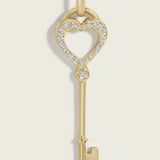 Diamond Heart Halo Skeleton Key Pendant