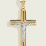 14k Two-Tone Yellow & White Gold Crucifix Cross Pendant