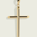 14k Yellow Gold Round Tube Cross Pendant