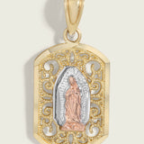 14k Diamond-Cut Filigree Virgen de Guadalupe Medallion Pendant