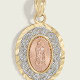 14k Virgen de Guadalupe Oval Medallion Pendant