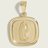 14k Virgen de Guadalupe Textured Medallion Pendant