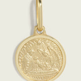 14k Gold Baptism Round Medallion Pendant