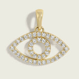 14k Gold Pave Diamond Evil Eye Pendant