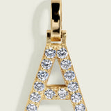 14k Gold Diamond Block Font Letter Initial Pendant