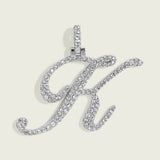 Diamond Pave Script Font Initial Pendant