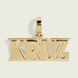 14k Gold Shadow Block Font Nameplate Pendant