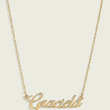 14k Gold Script Font Nameplate Necklace