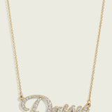 14k Gold Personalized Diamond Script Font Nameplate Necklace