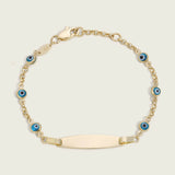 14k Gold Kid's Evil Eye Engravable ID Bracelet