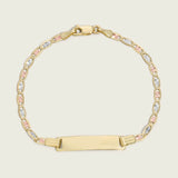 14k Gold Kids Tri-Color Valentino Engravable ID Bracelet