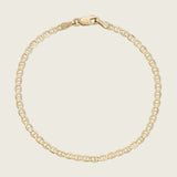 14k Gold 2.50mm Flat Mariner Link Bracelet