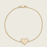 Engravable Pave Diamond Halo Heart Charm Bracelet