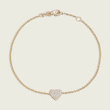 Diamond Pave Heart Charm Rolo Bracelet