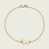 14k Gold Butterfly Charm Rolo Bracelet