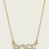 14k Gold Diamond Block Font Nameplate Necklace