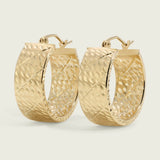 Chunky Textured Diamond-Cut Flat Hoop Earrings