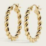 14k Gold Twisted Spiral Rope Hoop Earrings