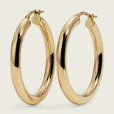 Medium 14k Gold Tubular Seamless Round Hoop Earrings