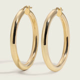 Large 14k Gold Tubular Seamless Round Hoop Earrings