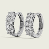 Diamond Double Row Huggie Hoop Earrings