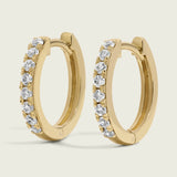 Petite Diamond Single Row Huggie Hoop Earrings