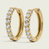 Small Diamond Single Row Huggie Hoop Earrings