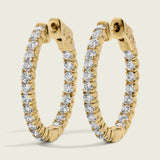 14k Gold Diamond Inside Out Round Hoop Earrings