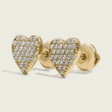 Pave Diamond Heart Stud Earrings