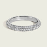 Pave Diamond Triple Row Semi-Eternity Ring