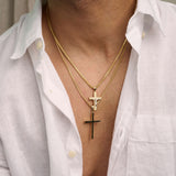 14k Two-Tone Yellow & White Gold Crucifix Cross Pendant