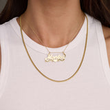 14k Gold Handmade Heart Cursive Font Nameplate Pendant