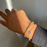 14k Gold Kid's Evil Eye Engravable ID Bracelet