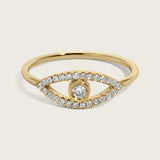 Pave Diamond Evil Eye Stacking Ring