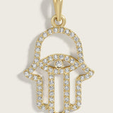 Pave Diamond Hamsa Hand Pendant