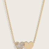 Pave Diamond Engravable Double Heart Necklace