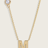 Diamond Bezel Single Letter Necklace