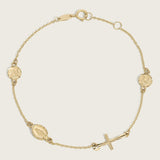 Multi-Charm Cross, Angel, and Miraculous Medal Bracelet