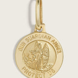 14k Guardian Angel Protect Us Medallion Pendant