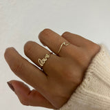 Love Scrolling Font Stacking Ring