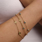 14k Gold Evil Eye & Angel Medallion Bracelet