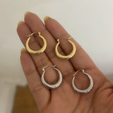 14k Gold Texture Graduated Hoop Earrings