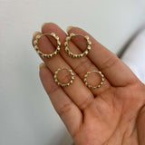 Medium 14k Gold Beaded Hoop Earrings