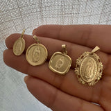 14k Virgen de Guadalupe Textured Medallion Pendant